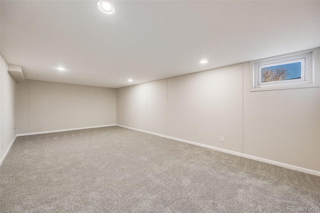 basement with carpet