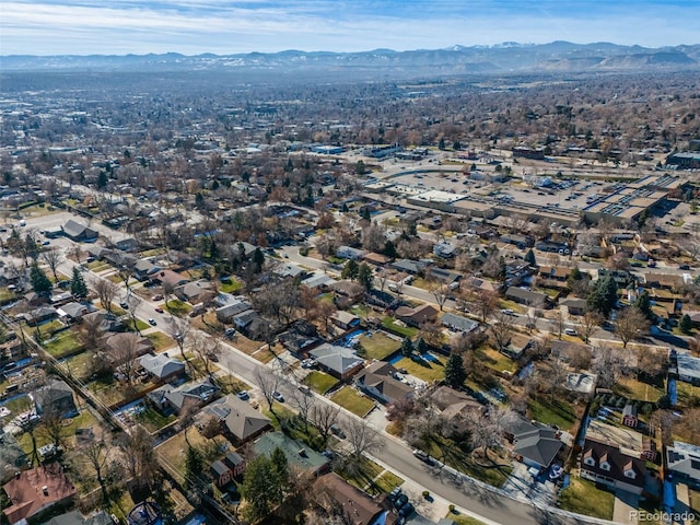 aerial view with a mountain view