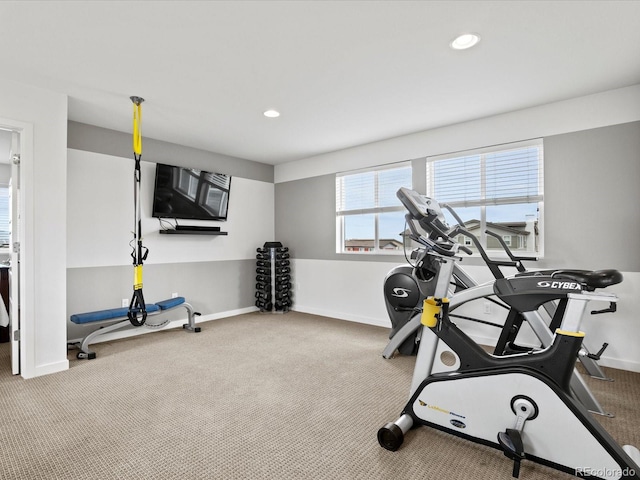 3368 Cranston Cir, Highlands Ranch, CO 80126 - workout area featuring carpet and recessed lighting