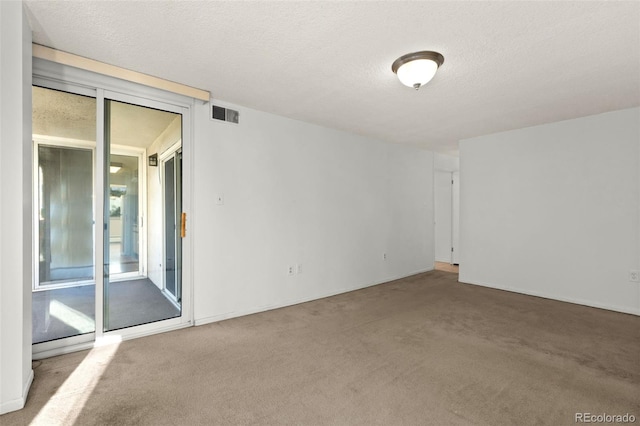 spare room with carpet floors and a textured ceiling