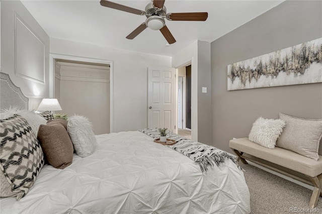 1906 S Vrain St, Denver, CO 80219 - bedroom featuring a closet, a ceiling fan, and carpet