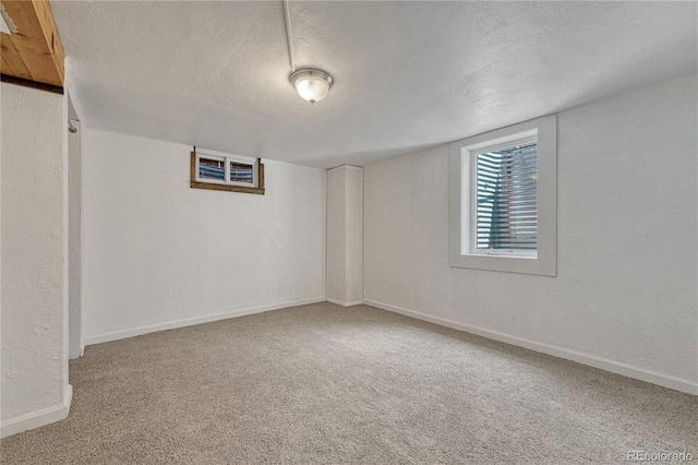 1906 S Vrain St, Denver, CO 80219 - below grade area with a textured ceiling, carpet, a textured wall, and baseboards