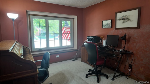 16639 E Berry Ln, Centennial, CO 80015 - home office featuring healthy amount of natural light, light carpet, and a textured ceiling