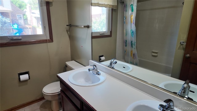 16639 E Berry Ln, Centennial, CO 80015 - bathroom featuring double vanity, shower / tub combo, and tile patterned floors