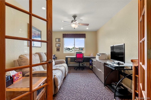 1851 E 138th Ave, Brighton, CO 80602 - office space featuring ceiling fan, a baseboard heating unit, recessed lighting, and a textured wall