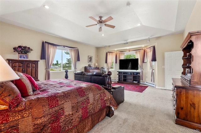 1851 E 138th Ave, Brighton, CO 80602 - bedroom featuring carpet flooring, multiple windows, a baseboard heating unit, recessed lighting, and baseboard heating