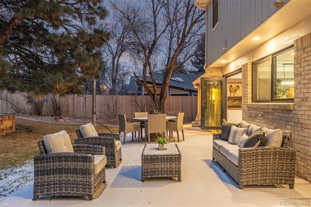 11861 E Yale Ct, Aurora, CO 80014 - fenced backyard with an outdoor living space, a patio area, and outdoor dining space