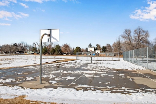 view of sport court featuring fence and community basketball court
