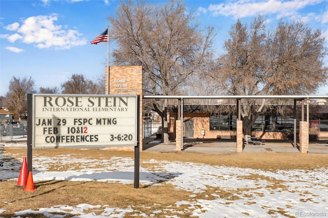 view of community sign