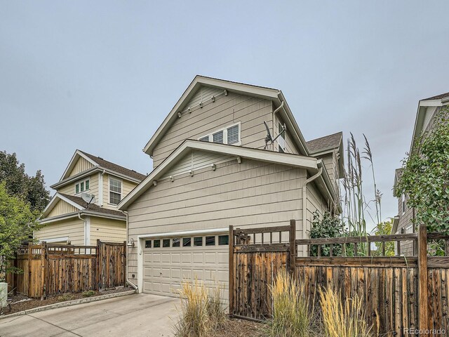 view of property exterior featuring a garage