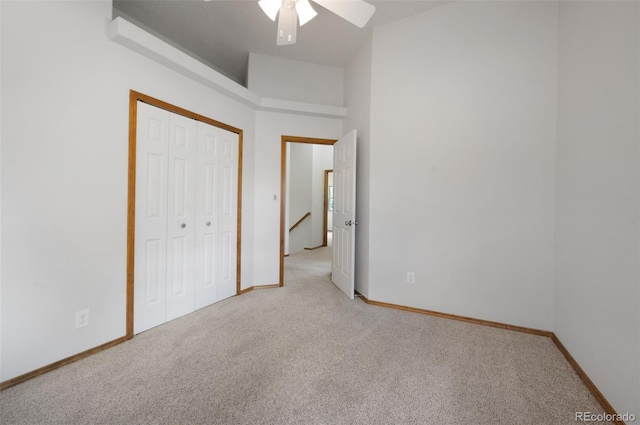 2859 Front Royal Dr, Colorado Springs, CO 80919 - unfurnished bedroom featuring light carpet, a closet, and ceiling fan