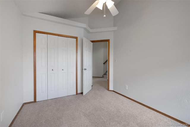 2859 Front Royal Dr, Colorado Springs, CO 80919 - unfurnished bedroom with light colored carpet, a closet, and ceiling fan