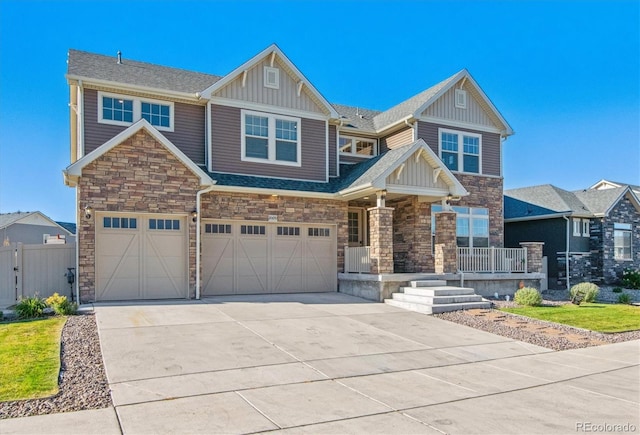 craftsman-style house with a garage