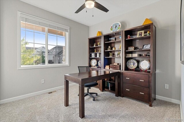7074 S Vandriver Ct, Aurora, CO 80016 - office space with ceiling fan and light carpet