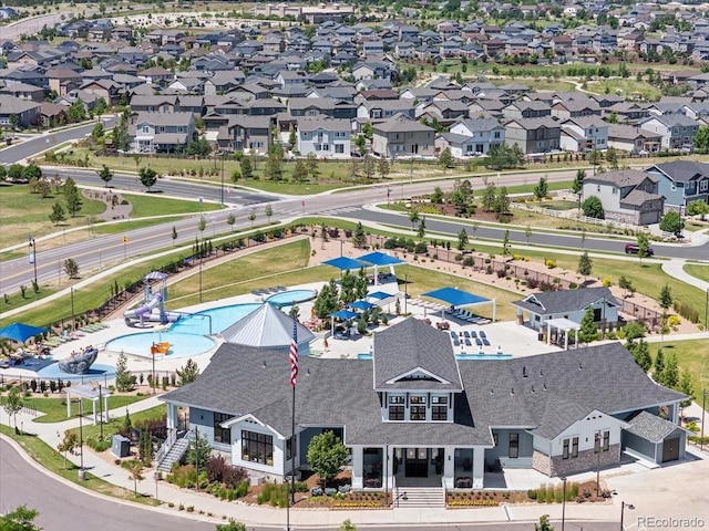 7074 S Vandriver Ct, Aurora, CO 80016 - aerial perspective of suburban area with a pool area