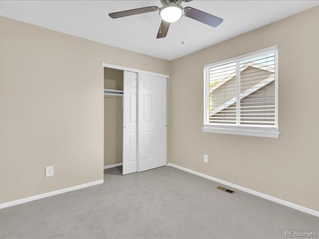 8906 Miners Dr, Highlands Ranch, CO 80126 - unfurnished bedroom featuring carpet flooring, a closet, and a ceiling fan