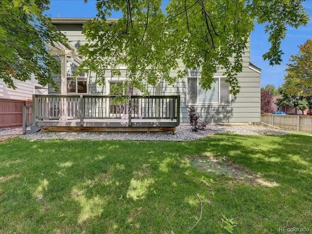 8906 Miners Dr, Highlands Ranch, CO 80126 - fenced backyard featuring a deck