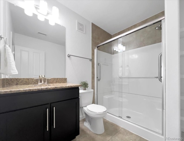 1062 Rockhurst Dr Unit 302, Highlands Ranch, CO 80129 - full bath with vanity, toilet, a shower stall, and tile patterned floors