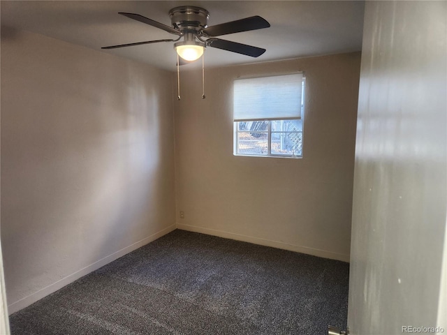 1822 E Pikes Peak Ave, Colorado Springs, CO 80909 - spare room featuring dark colored carpet, ceiling fan, and baseboards