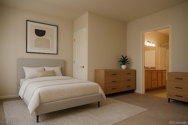 2980 W Centennial Dr Unit L, Littleton, CO 80123 - bedroom with light colored carpet, ensuite bath, and baseboards