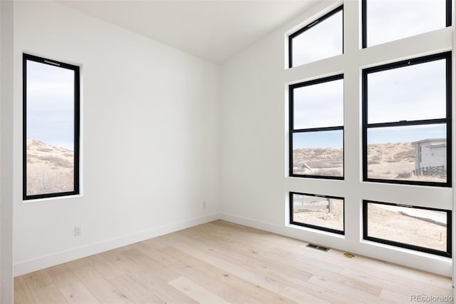 spare room featuring light wood-type flooring