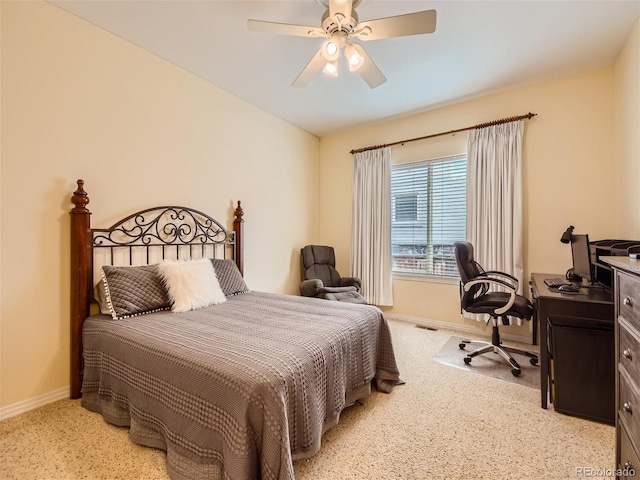 bedroom featuring ceiling fan