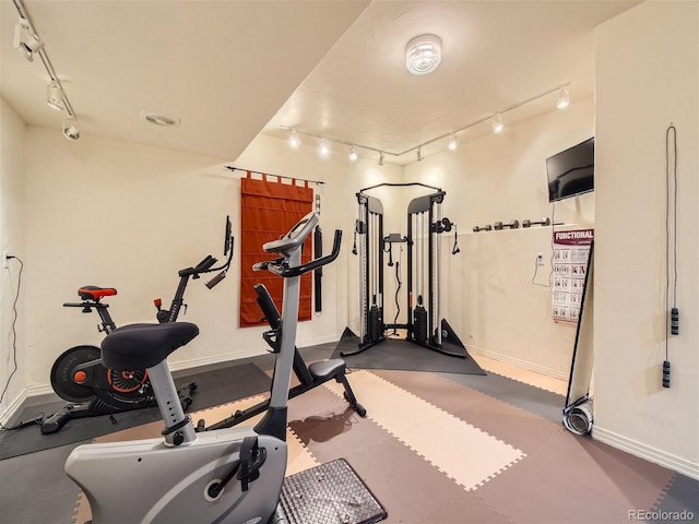 exercise area with track lighting