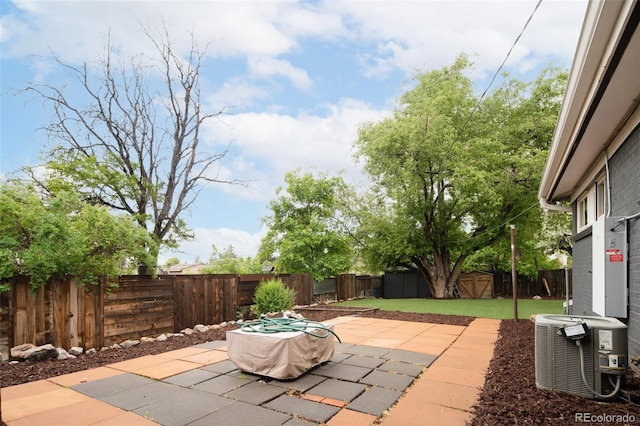 7695 Quitman St, Westminster, CO 80030 - fenced backyard featuring central air condition unit and a patio area