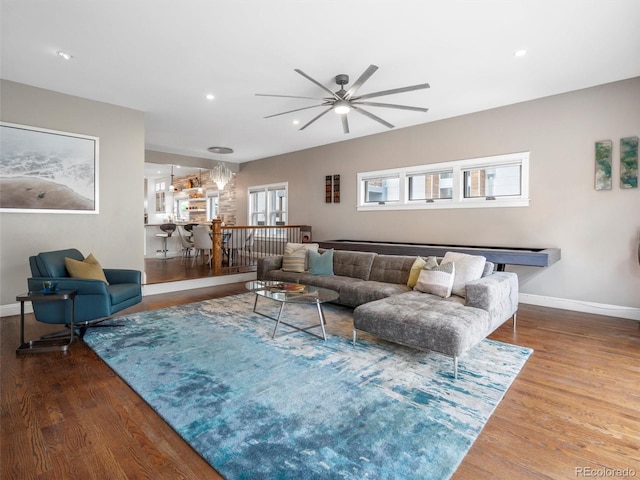 living room featuring hardwood / wood-style flooring