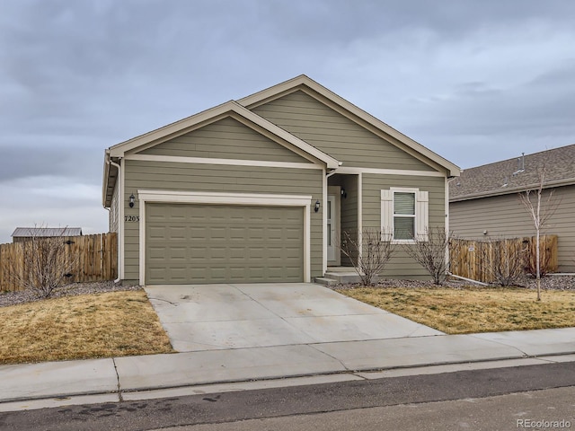 single story home with a garage