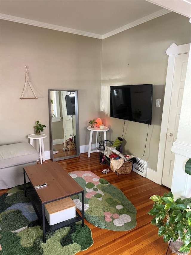 1414 S Pearl St, Denver, CO 80210 - living room with wood finished floors and ornamental molding