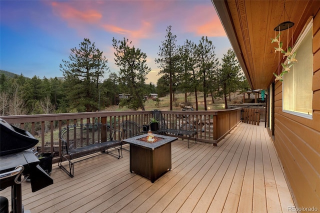 11398 Ranch Elsie Rd, Golden, CO 80403 - deck featuring an outdoor fire pit