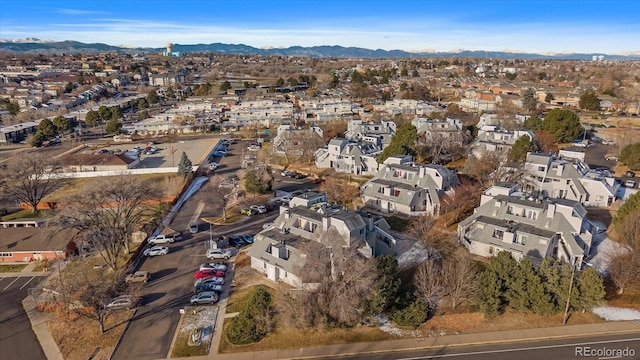 aerial view with a mountain view and a residential view