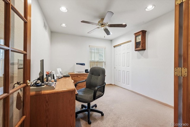 1434 Hickory Dr, Erie, CO 80516 - home office with carpet floors and ceiling fan