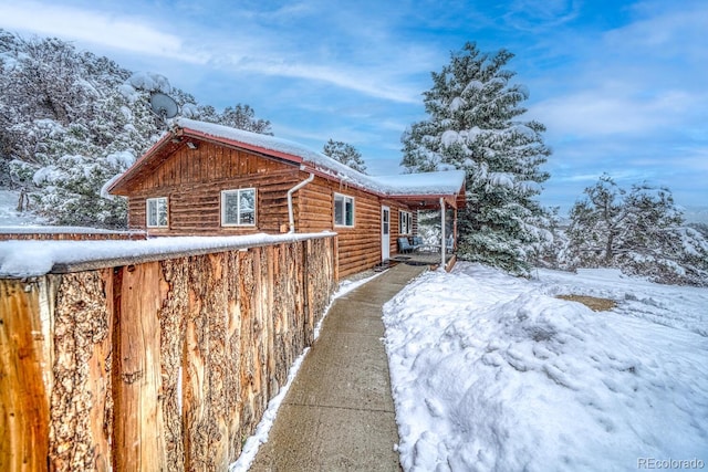 view of snowy exterior