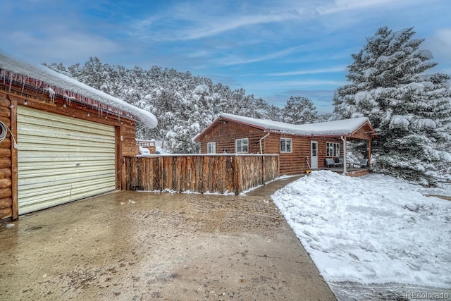 view of snowy exterior