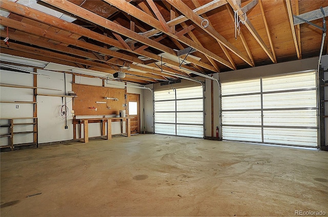 garage with a garage door opener