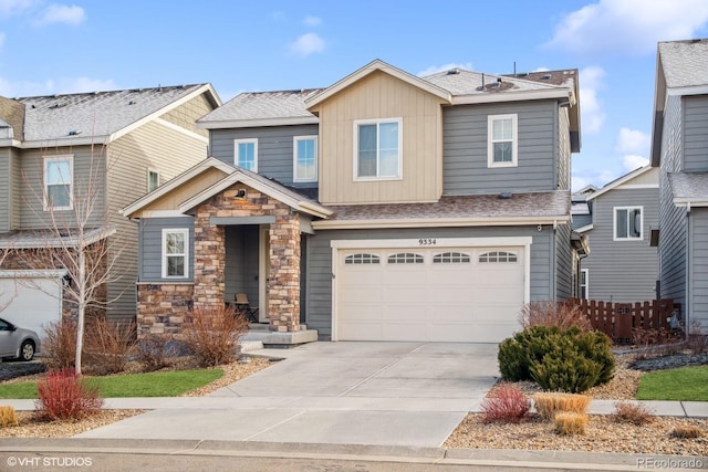 craftsman-style home with a garage