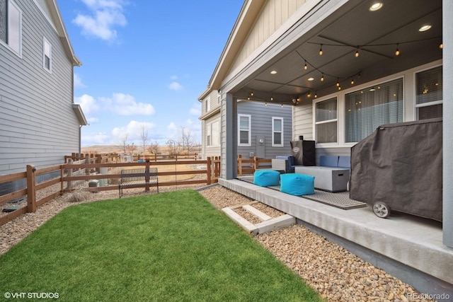 view of yard with an outdoor hangout area and a deck