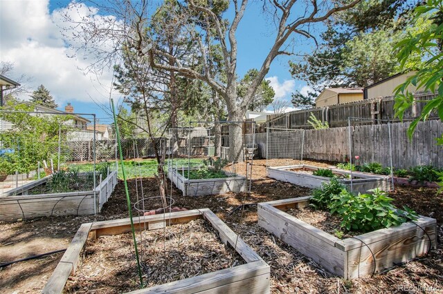 view of yard featuring a garden and fence