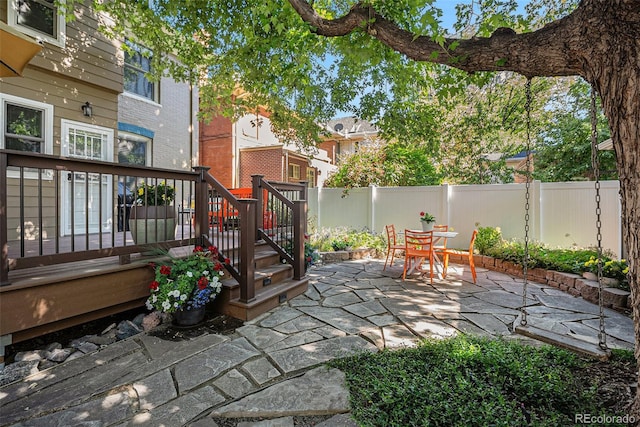 1419 N Adams St, Denver, CO 80206 - fenced backyard featuring a patio area, outdoor dining space, and a deck