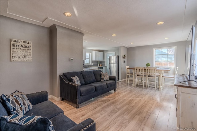 living room with light hardwood / wood-style floors