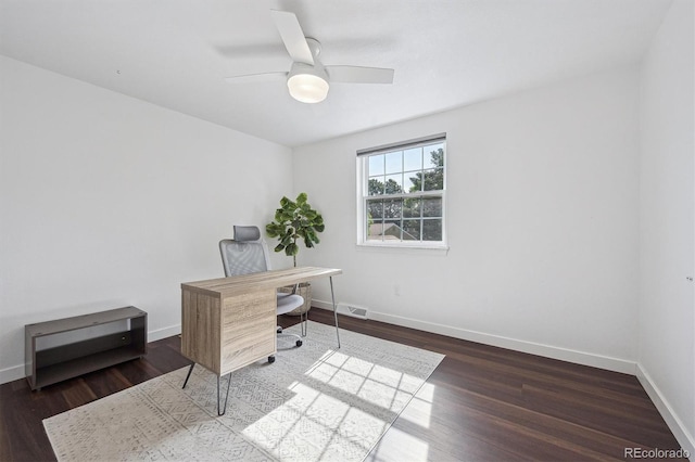 8981 E Amherst Dr Unit E, Denver, CO 80231 - office with wood finished floors, baseboards, and ceiling fan
