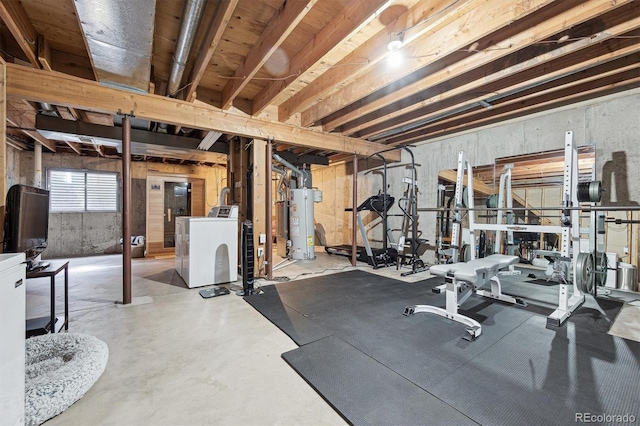 8981 E Amherst Dr Unit E, Denver, CO 80231 - workout area featuring washer / clothes dryer and water heater