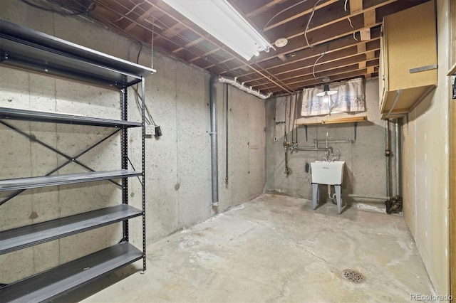 basement with sink