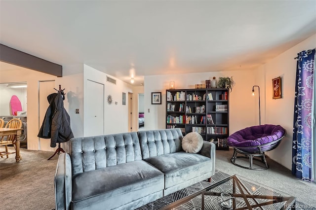 living room featuring carpet