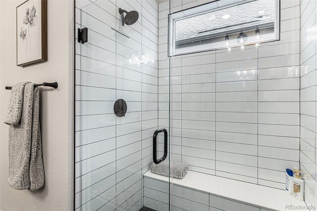 full bath with a shower stall