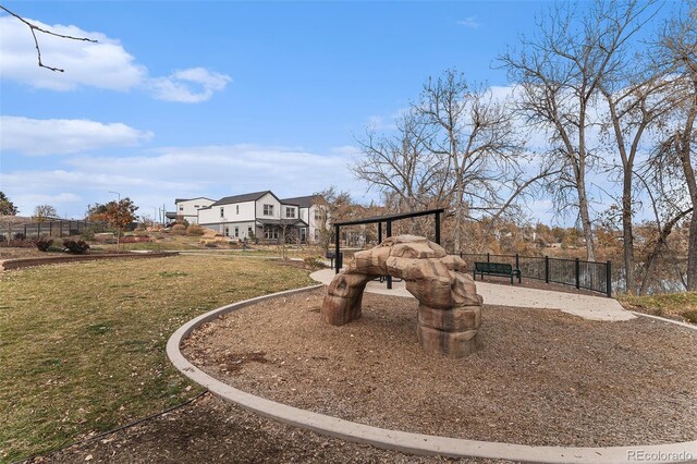 view of yard featuring fence