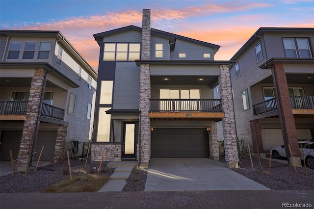 view of front of home with a garage