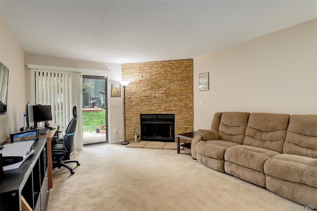 3518 S Depew St Unit 102, Lakewood, CO 80235 - office featuring carpet flooring and a stone fireplace